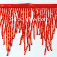 3" Chevron Deluxe Red Beaded Fringe